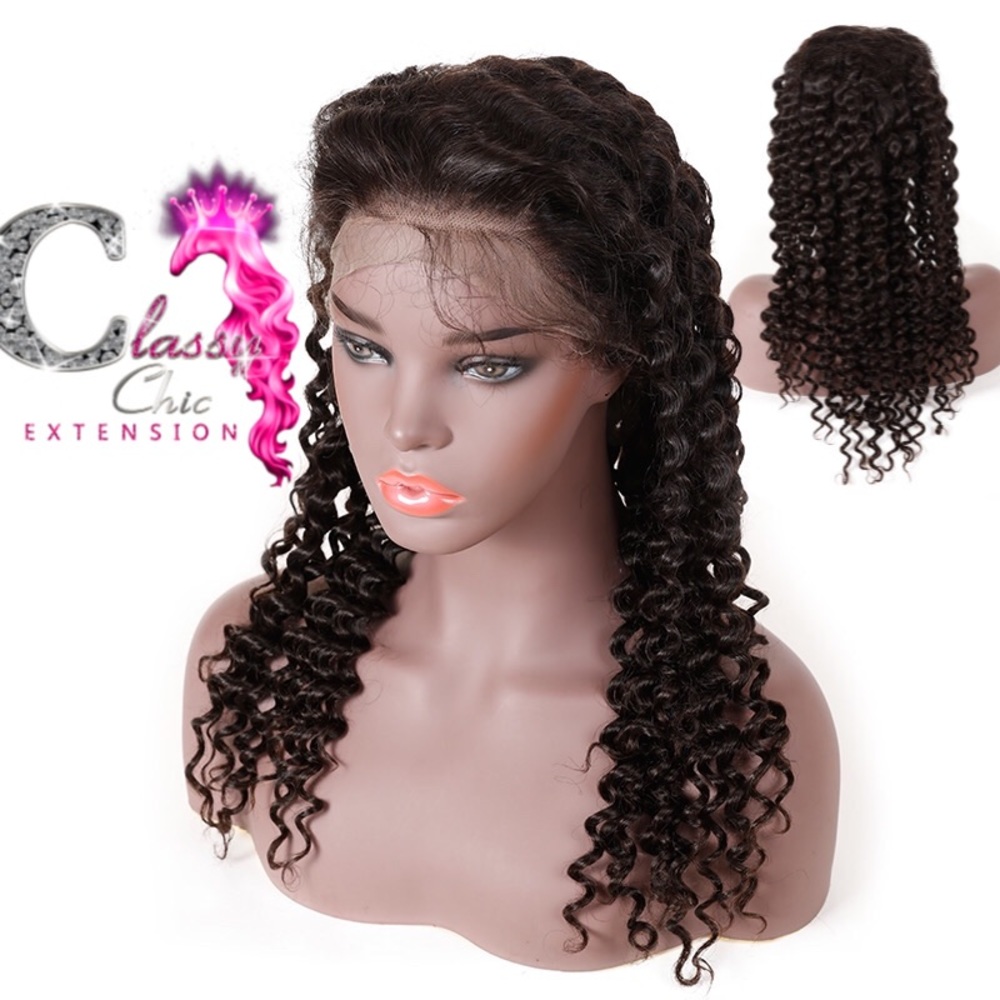 Virgin deep curly frontal wig 24” inch